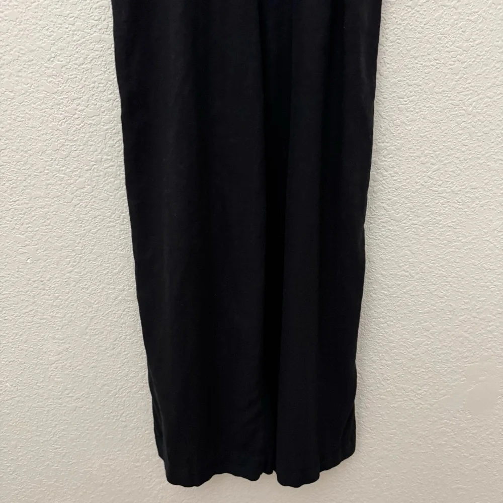 Zara Linen Blend Cropped Wide Leg Sleeveless Jumpsuit Black Size Small